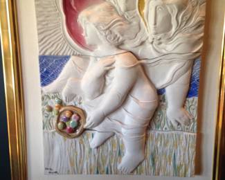 Alvar Suno/Munoz The Four Seasons originals ! Spanish artist, born in Barcelona, Spain, a suite of four. In liquid gold frames.