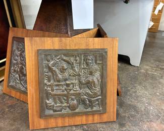 Four bronze plaques, entitled the history of medicine and signed