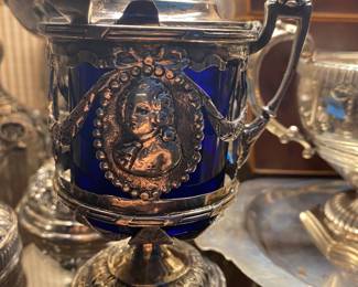 18th century Sterling silver French mustard pot with French hallmarks