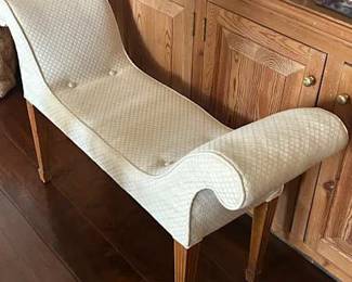 Cream Colored George III Style Upholstered Window Seat