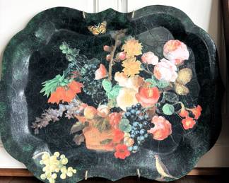 Vintage tole-painted metal tray