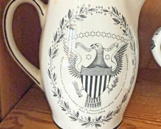 Liverpool-type creamware pitcher, also known as a transfer-printed jug, produced in England circa 1801–1820 for the American market
