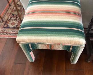 A Pair of Striped Parsons-Style Upholstered Ottomans