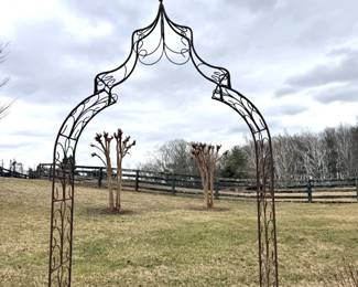 Wrought iron Gothic garden arbor