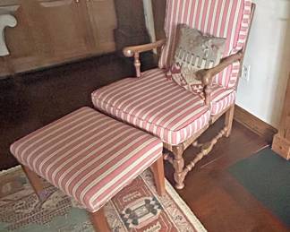 French Country-style Bergère lounge chair and ottoman