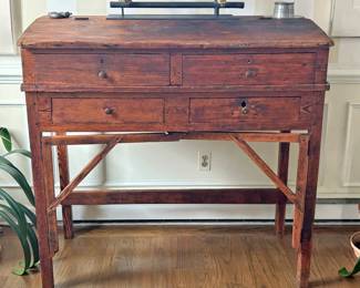 Primitive Work Table or Jewelers Bench, Late 19th/Early 20th Century 48 x 49 x 26 in
