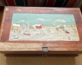 Vintage wooden toy box or storage trunk