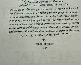 First Edition, You Can't Go Home Again, Thomas Wolfe