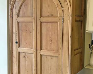 English Pine Cupboard with Arched Doors Approximately 90 " h. x 50" w.