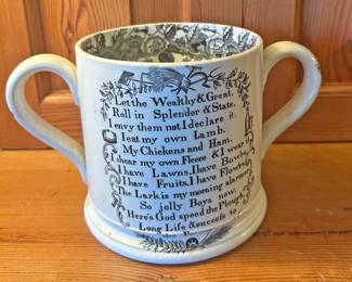 Three “Farmers Arm” Two Handled Earthenware Cups, 19th/20th Century