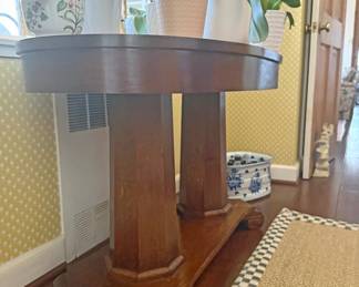 Vintage oval double-pedestal library table