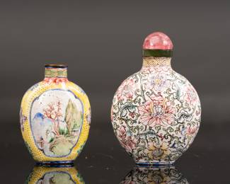 Pair of Chinese Enameled Porcelain Snuff Bottles