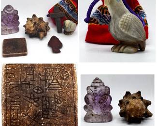 (6) Foreign Miniatures including Hand Carved Fetish Bird