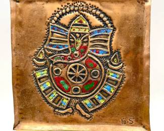 Copper Ganesha Art With Easel