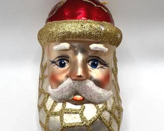 Far East Brokers Hand Blown and Painted Santa Christmas Ornament