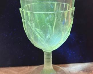 EAPG Glass Goblet — Glows Green in Ultraviolet Light