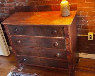 Rustic Four Drawer Wooden Dresser