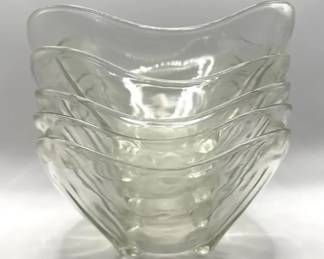 (5) Swedish Modern Clear Footed MCM Style Bowls by Anchor Hocking