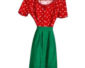 Vintage Red Dress With Apron