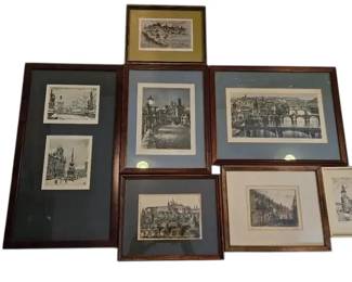 Intaglio Prints Of European City Scapes