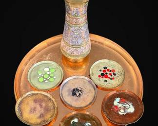 Copper Plate with Coasters Brass Vase