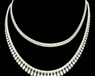Sterling Silver Cuban Link Chain Fringe Necklace 27g Total