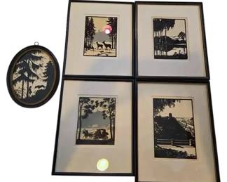 Vintage Framed Scherenschitte Artwork