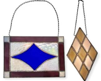 Two Stained Glass Window Hangings
