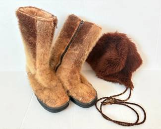 Fur Boots And Cap