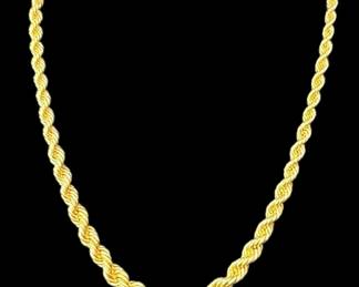 14k Yellow Gold Rope Chain Necklace 12g