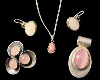 Sterling Silver Jewelry with Pink Pearlescent Stones