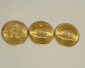 St. Gaudens $20 Gold pieces not on premises all real