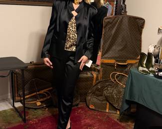 Donna Karan Black Label two piece black satin set