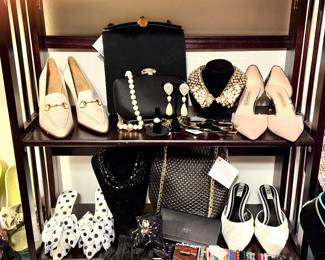 Pretty polkadot shoes handbags rhinestone spider brooch.