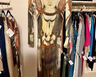 Vintage 90s, Vivienne Tam, Buddha Kuanyin Mesh maxi dress
