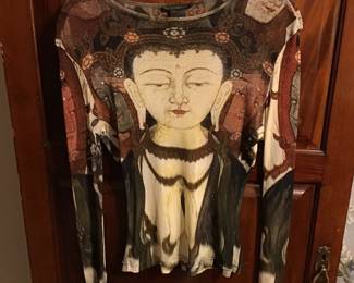 Vintage 90s, Vivienne Tam, Buddha long sleeve mesh top