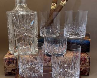 Vintage cut Crystal whiskey decanter. Waterford Lismore Double old fashions