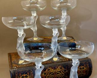 France, 1920s frosted champagne stems