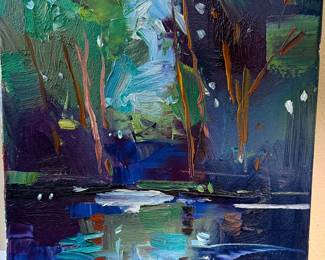 Impressionist oil on canvas, JOSE TRUJILLO, Mystical Lake