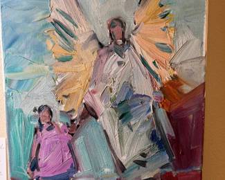 Impressionist oil on canvas, JOSE TRUJILLO, The Guiding Angel