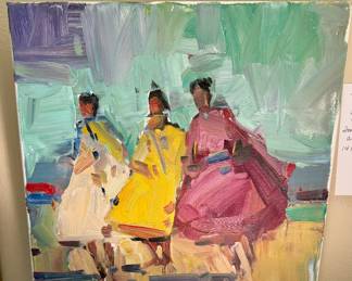 Impressionist oil on canvas, JOSE TRUJILLO, The Ladies