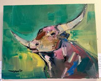 Impressionist oil on canvas, JOSE TRUJILLO, The Bull