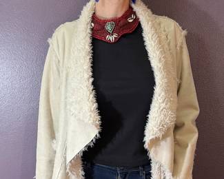 BIYA Johnny Was faux shearling with embroidery