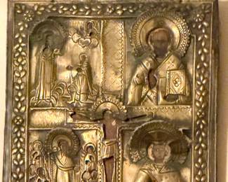 Antique Russian Orthodox icon of Christ, likely 18th or 19th century.