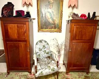 Early 20th century French closets. Neo, classical accent chair.