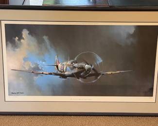 Aviation art print titled Spitfire by artist Barrie A.F. Clark.