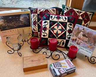 Home Decor Pillows, Candle Holders More