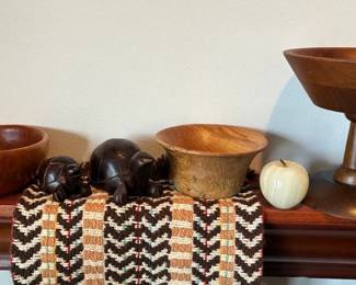 Carved Wood Turtles And Bowls