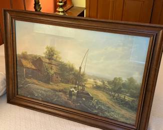 Framed print titled The Old Oaken Bucket,