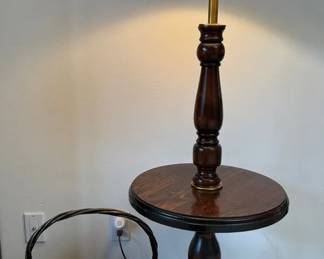 Wood Table Lamp, Basket Small Framed Print